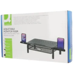 SOPORTE Q-CONNECT PARA MONITOR METALICO REGULABLE EN ALTURA CON CAJON Y DOS SOPORTES PARA MOVIL