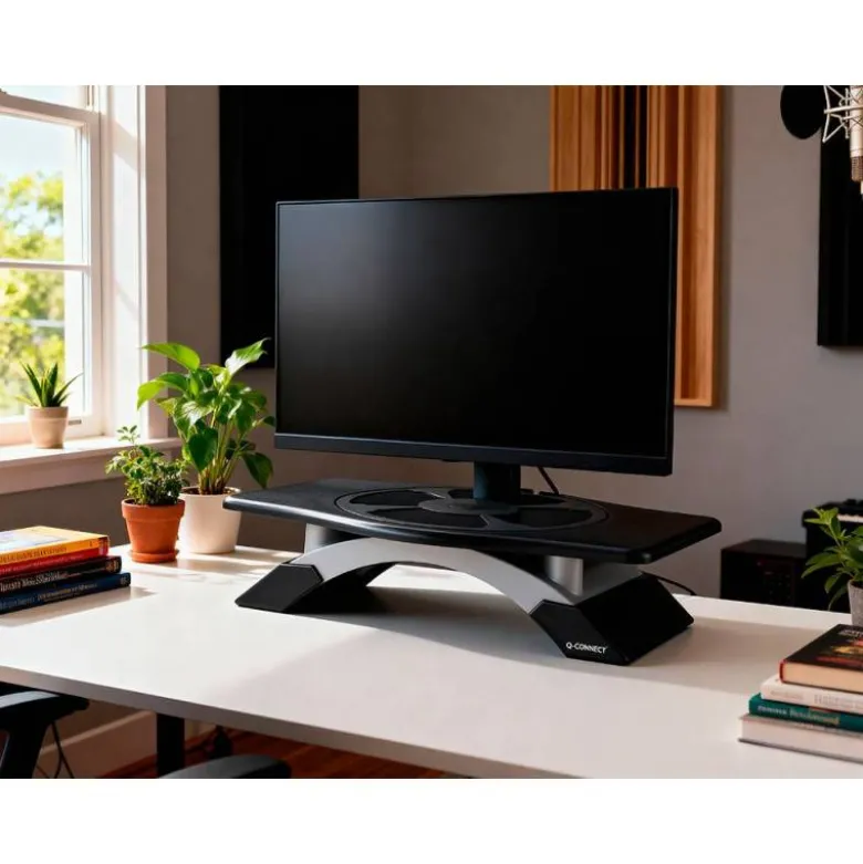 SOPORTE Q-CONNECT PARA MONITOR CON PLATAFORMA GIRATORIA AJUSTABLE DOS ALTURAS 411X287X99 MM