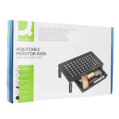SOPORTE Q-CONNECT PARA MONITOR METALICO REGULABLE EN ALTURA CON BANDEJA 370X235X145 MM