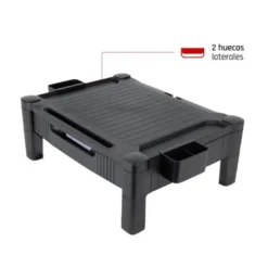 SOPORTE Q-CONNECT PARA MONITOR/IMPRESORA CON CAJON Y AJUSTABLE A DOS ALTURAS 10,3CM A 13,3CM COLOR NEGRO