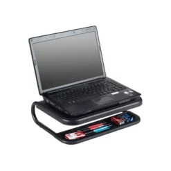 SOPORTE Q-CONNECT PARA PORTATIL Y MONITOR DE PC CON BANDEJA ORGANIZADORA COLOR NEGRO