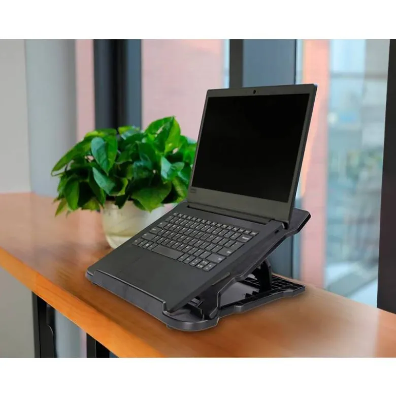 SOPORTE Q-CONNECT PARA PORTATIL HASTA 17" AJUSTABLE 7 ANGULOS DIFERENTES COLOR NEGRO 260X280X60 MM