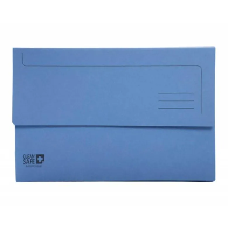 SUBCARPETA CARTULINA EXACOMPTA CLEAN SAFE POCKET HORIZONTAL DIN A4 CON 2 SOLAPAS AZUL 400 GR PAQUETE