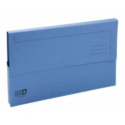 SUBCARPETA CARTULINA EXACOMPTA CLEAN SAFE POCKET HORIZONTAL DIN A4 CON 2 SOLAPAS AZUL 400 GR PAQUETE
