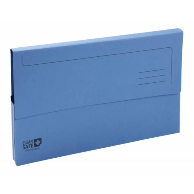 SUBCARPETA CARTULINA EXACOMPTA CLEAN SAFE POCKET HORIZONTAL DIN A4 CON 2 SOLAPAS AZUL 400 GR PAQUETE