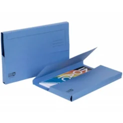 SUBCARPETA CARTULINA EXACOMPTA CLEAN SAFE POCKET HORIZONTAL DIN A4 CON 2 SOLAPAS AZUL 400 GR PAQUETE