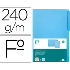 SUBCARPETA CARTULINA LIDERPAPEL FOLIO PESTAÑA SUPERIOR 240G/M2 AZUL