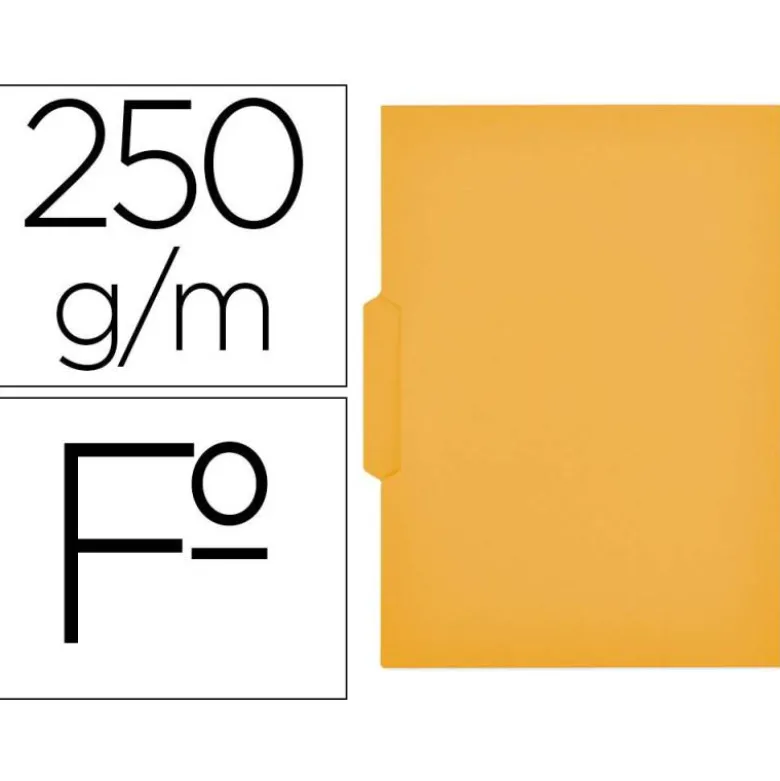 Subcarpeta cartulina color amarillo con pestaña central tamaño folio