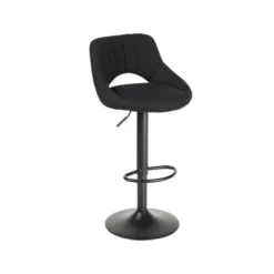 TABURETE ALTO ROCADA CON ASIENTO Y RESPALDO BAJO TAPIZADO TELA IGNIFUGA BASE METALICA CON REPOSAPIES COLOR