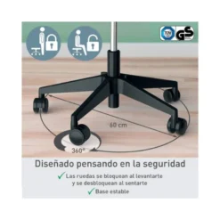 TABURETE LEITZ ERGO CON ASIENTO TRIANGULAR 5 RUEDAS GIRATORIAS REGULABLE EN ALTURA HASTA 59 CM NEGRO