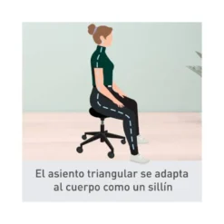 TABURETE LEITZ ERGO CON ASIENTO TRIANGULAR 5 RUEDAS GIRATORIAS REGULABLE EN ALTURA HASTA 59 CM NEGRO