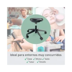 TABURETE LEITZ ERGO CON ASIENTO TRIANGULAR 5 RUEDAS GIRATORIAS REGULABLE EN ALTURA HASTA 59 CM NEGRO