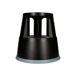Taburete q-connect ruedas retractiles tres ruedas dos niveles negro