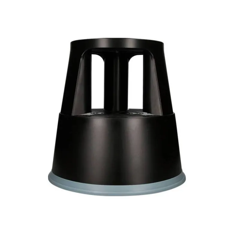 Taburete q-connect ruedas retractiles tres ruedas dos niveles negro
