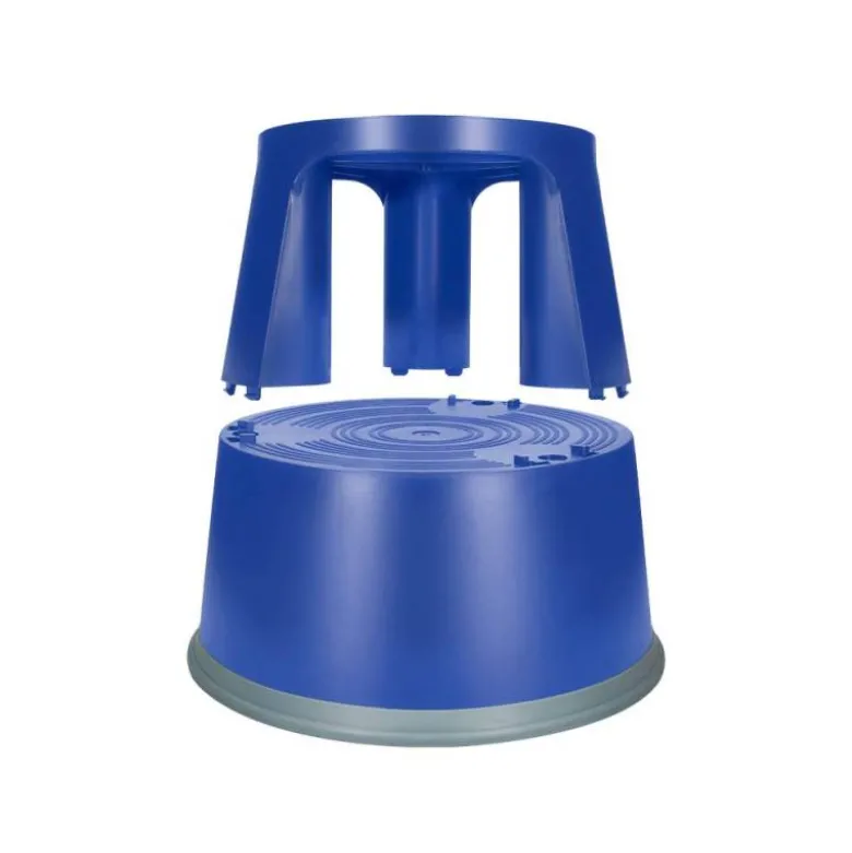 Taburete q-connect ruedas retractiles tres ruedas dos niveles color azul