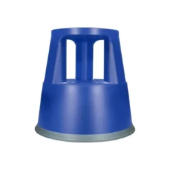 Taburete q-connect ruedas retractiles tres ruedas dos niveles color azul