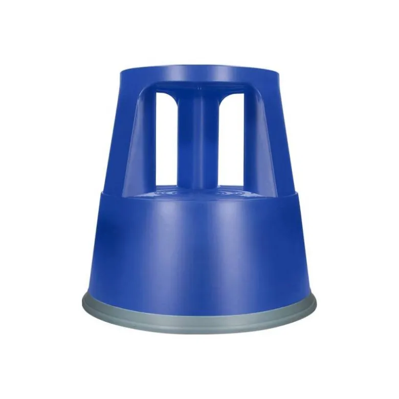 Taburete q-connect ruedas retractiles tres ruedas dos niveles color azul