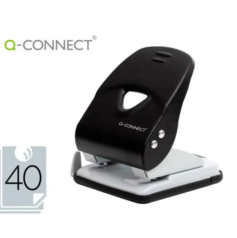TALADRADOR Q-CONNECT KF14221 2 TALADROS COLOR NEGRO ABERTURA 3,5 MM CAPACIDAD 40 HOJAS