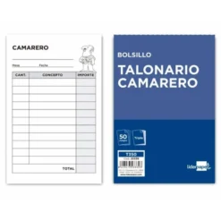Talonario liderpapel camarero bolsillo original y 2 copias t350