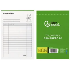 Talonario liderpapel camarero 8º original y copia t202