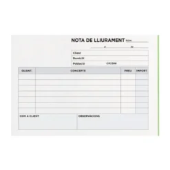 Talonario liderpapel entregas 8º original y copia t228 apaisado texto en catalan