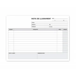 Talonario liderpapel entregas cuarto original y copia t229 apaisado texto en catalan