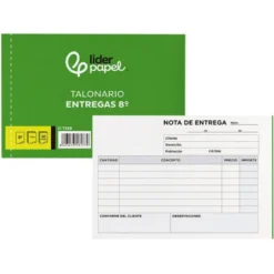 Talonario liderpapel entregas 8º original y 2 copias t328 apaisado 150 hojas (50 juegos triplicado)