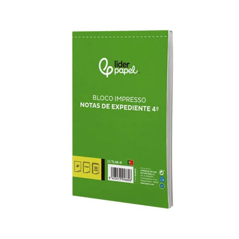 TALONARIO LIDERPAPEL NOTAS DE EXPEDIENTE CUARTO DUPLO TEXTO EN PORTUGUES