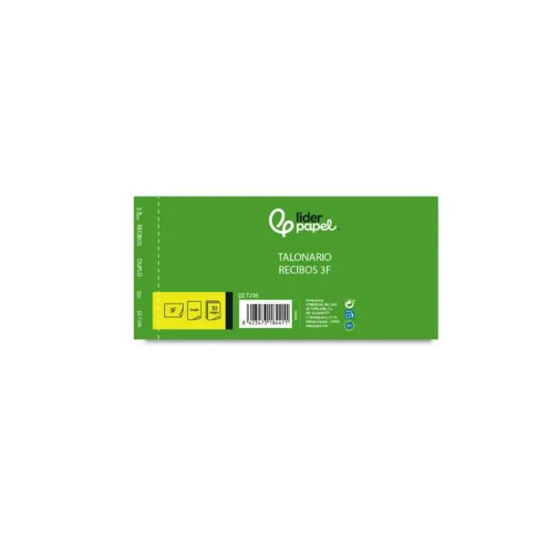 TALONARIO LIDERPAPEL RECIBOS 3/Fº ORIGINAL Y COPIA T236 SIN MATRIZ