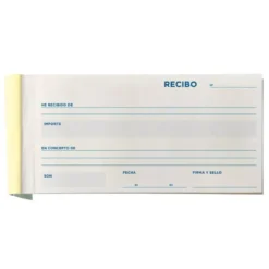 Talonario liderpapel recibos 3/fº apaisado original y 2 copias sin matriz