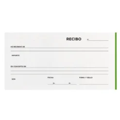 Talonario liderpapel recibos 3/fº apaisado original y 2 copias sin matriz