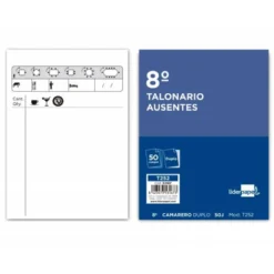 Talonario liderpapel camarero 8º original y copia t252 zig zag