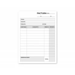 Talonario liderpapel facturas 8º original y copia t201 sin I.V.A.