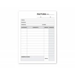 Talonario liderpapel facturas 8º original y 2 copias t301 sin I.V.A.