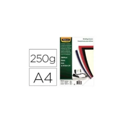 Tapa de Encuadernacion Carton Brillo Fellowes DIN A4 Color Blanco 250 micras pack 100 uds