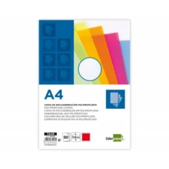 Tapa de Encuadernacion Onudlada Polipropileno Liderpapel DIN A4 Rojo 0.8mm pack 50 uds