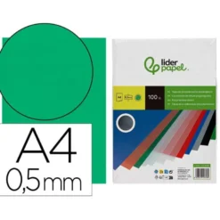 Tapa de Encuadernacion Polipropileno Liderpapel Din A4 Verde Opaco 0,5 mm pack 100 uds