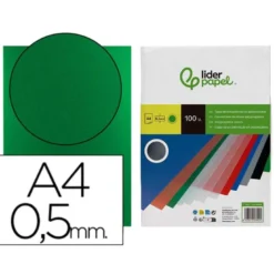 Tapa de Encuadernacion Polipropileno Liderpapel DIN A4 Color Verde 0,5 mm pack 100 uds