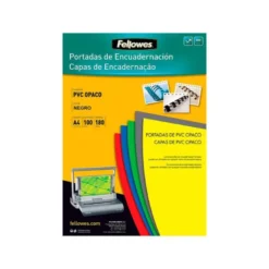 Tapa de Encuadernacion PVC Fellowes DIN A4 Color Opaco Negro 180 micras pack 100 uds