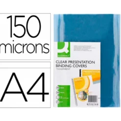 Tapa de Encuadernacion PVC Q connect Din A4 Incolora 150MC pack 100 uds