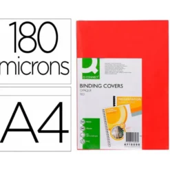 TAPA DE ENCUADERNACION Q-CONNECT PVC DIN A4 OPACA ROJO 180 MICRAS CAJA 100 UNIDADES