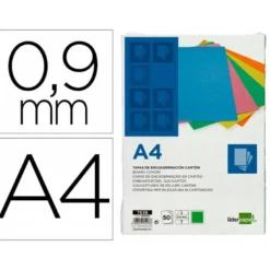 TAPA ENCUADERNACION LIDERPAPEL CARTON DIN A4 0,9MM VERDE FLUOR PAQUETE DE 50 UNIDADES