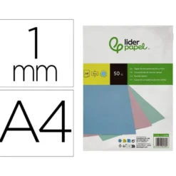TAPA ENCUADERNACION LIDERPAPEL CARTON DIN A4 1 MM CELESTE PAQUETE DE 50 UNIDADES