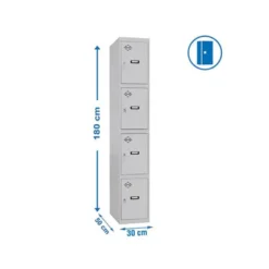 TAQUILLA METALICA SIMONLOCKER 4 PUERTAS CON CERRADURA RESPIRADERO Y ETIQUETERO GRIS/AZUL 1800X500X300 MM