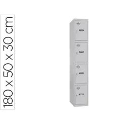TAQUILLA METALICA SIMONLOCKER 4 PUERTAS CON CERRADURA RESPIRADERO Y ETIQUETERO GRIS/AZUL 1800X500X300 MM