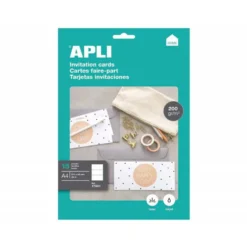 TARJETA DE VISITA APLI INVITACION HOGAR 210X99 MM 200 GR BLANCA BOLSA DE 15 HOJAS DIN A4