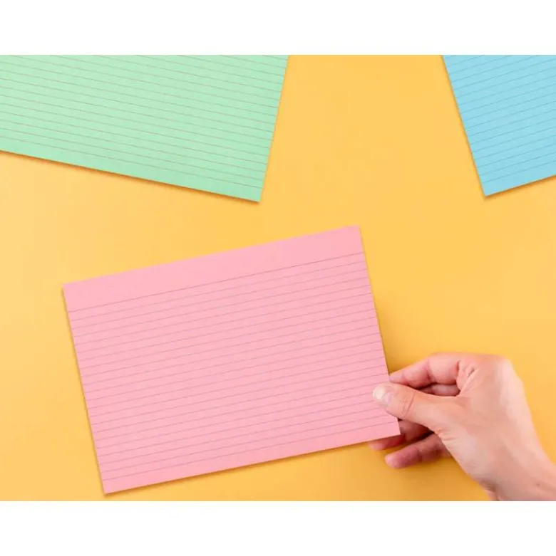 TARJETA LIDERPAPEL PARA ESTUDIAR RAYADA CARTULINA DE COLORES 170 GR/M2 100X150MM PAQUETE DE 200 UNIDADES