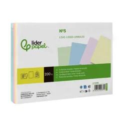 TARJETA LIDERPAPEL PARA ESTUDIAR LISA CARTULINA DE COLORES 170 GR/M2 160X220MM PAQUETE DE 200 UNIDADES
