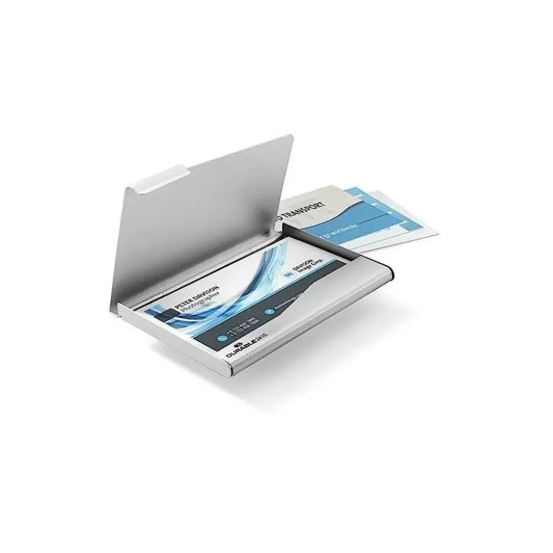 Tarjetero Durable aluminio color plata 20 tarjetas