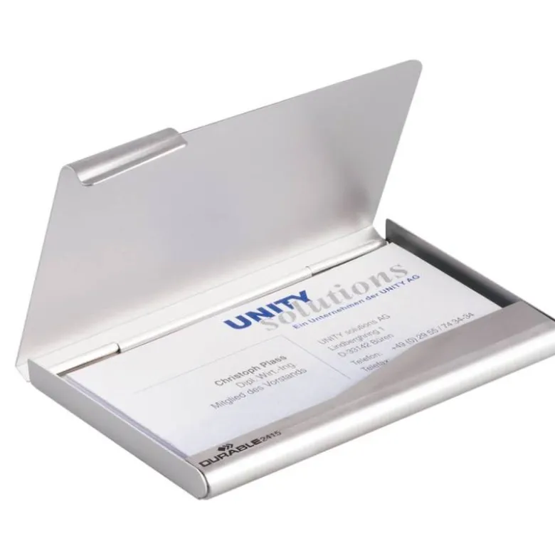 Tarjetero Durable aluminio color plata 20 tarjetas